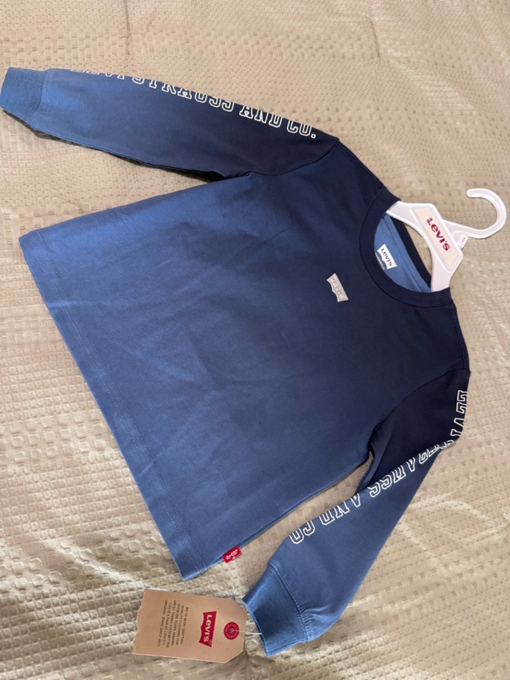 Levi's Navy Long-Sleeve Crew with Sleeve Logo